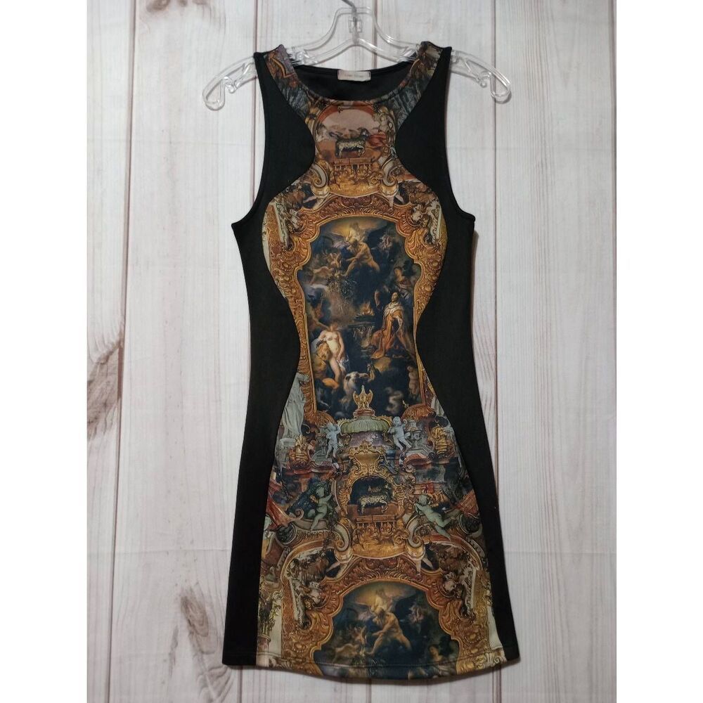 Street Fifteen Dress Ladies Medium‎ Black Sleeveless Bodycon Angels Art